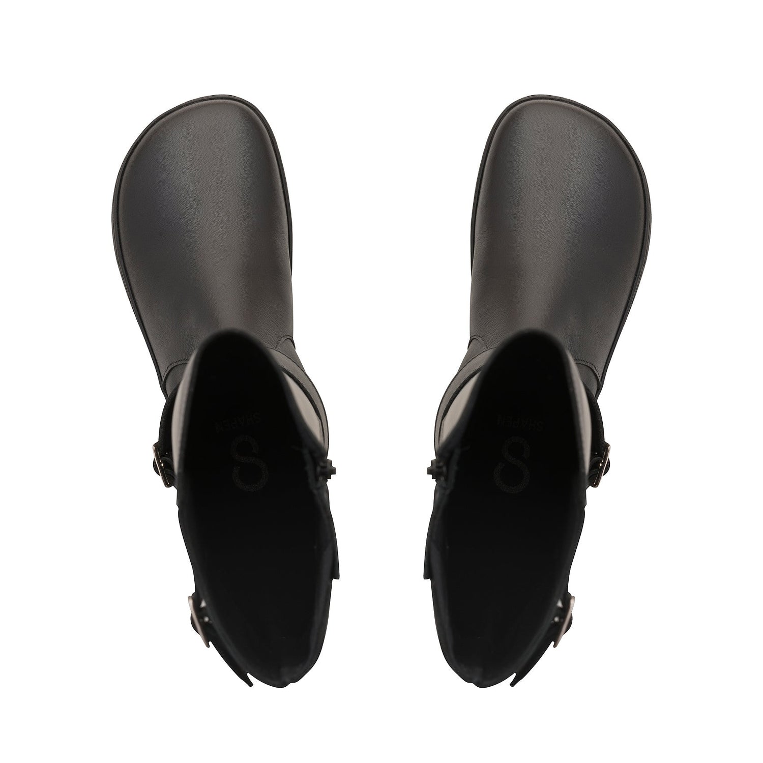 Shapen - Glam Knee Black Leather Vegan - Botas altas barefoot - Cacles Barefoot