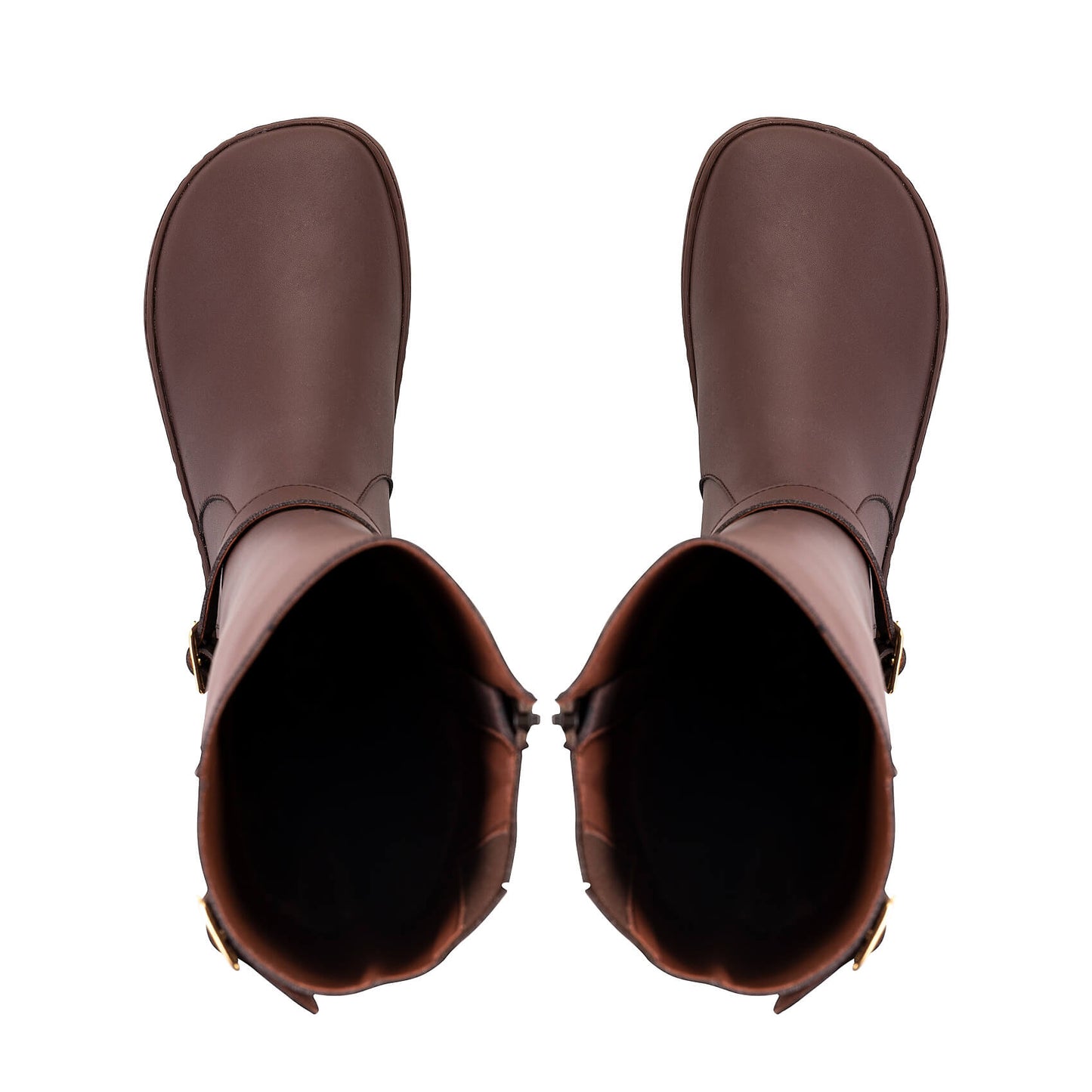 Shapen - Glam Knee Brown Leather Vegan - Botas altas barefoot - Cacles Barefoot