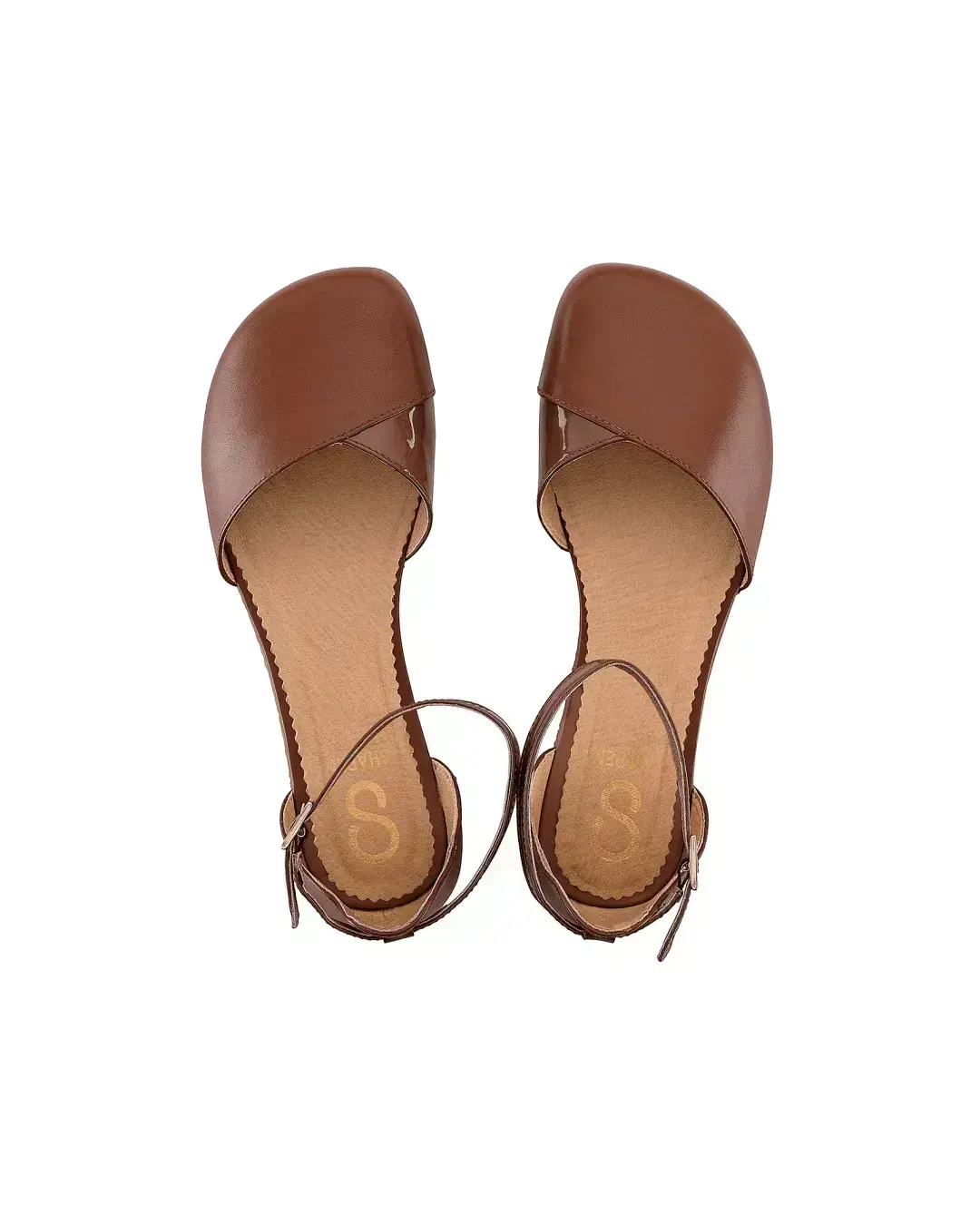 Shapen – Poppy Cognac - Bailarinas abiertas barefoot marrones para mujer