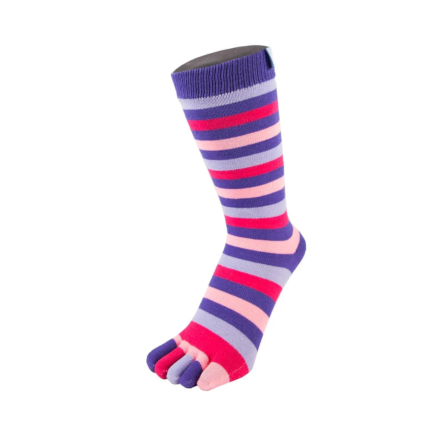 TOETOE - Calcetines de dedos de media caña - Tallas 35 - 46 - Striped Purple - Cacles Barefoot