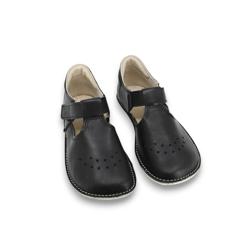 OmaKing Lusti Big Kids Black - zapatitos barefoot elegantes para niños grandes negros