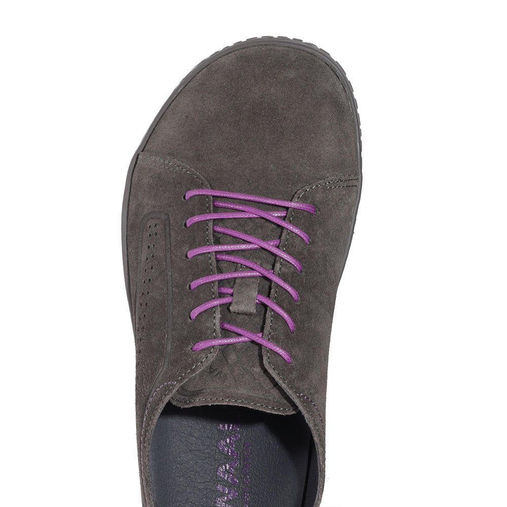WAALS - Nomad Lady Oil Suede Grey/Purple - Zapato barefoot artesano de piel de serraje - Cacles Barefoot
