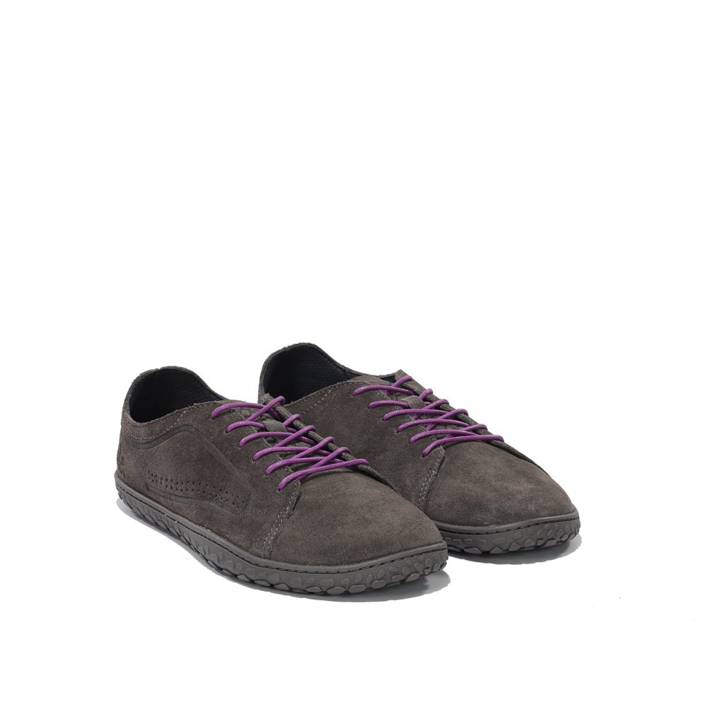 WAALS - Nomad Lady Oil Suede Grey/Purple - Zapato barefoot artesano de piel de serraje - Cacles Barefoot