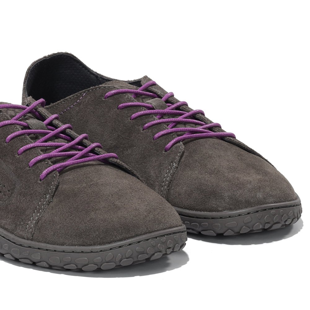 WAALS - Nomad Lady Oil Suede Grey/Purple - Zapato barefoot artesano de piel de serraje - Cacles Barefoot