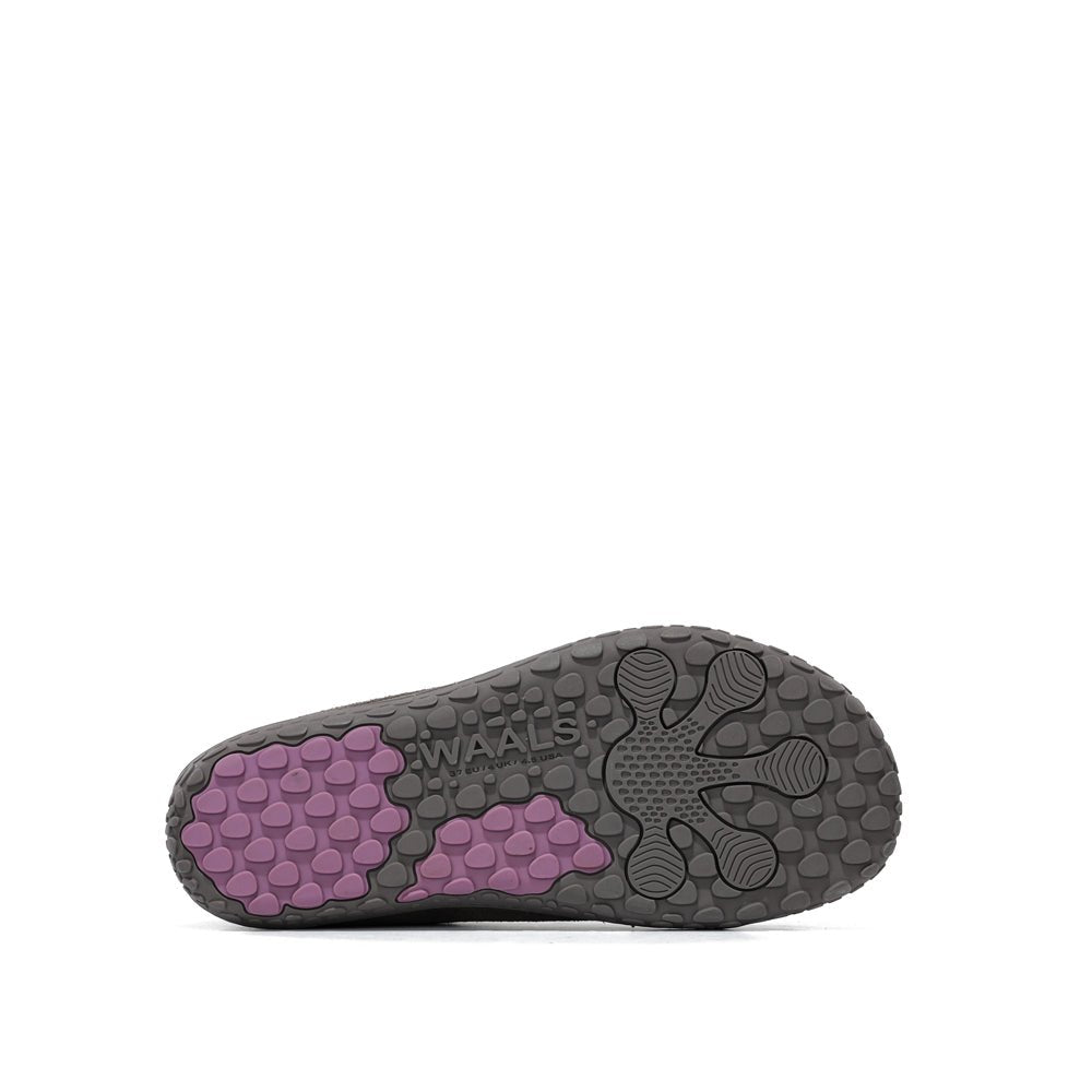 WAALS - Nomad Lady Oil Suede Grey/Purple - Zapato barefoot artesano de piel de serraje - Cacles Barefoot