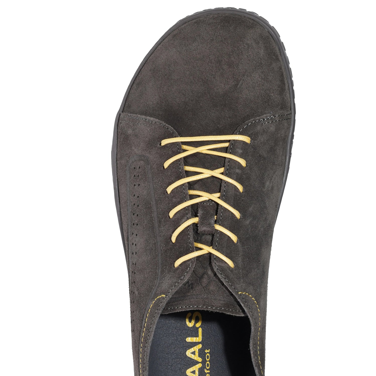 WAALS - Nomad Men Oil Suede Leather Grey/Yellow - Zapato barefoot artesano de piel de serraje - Cacles Barefoot