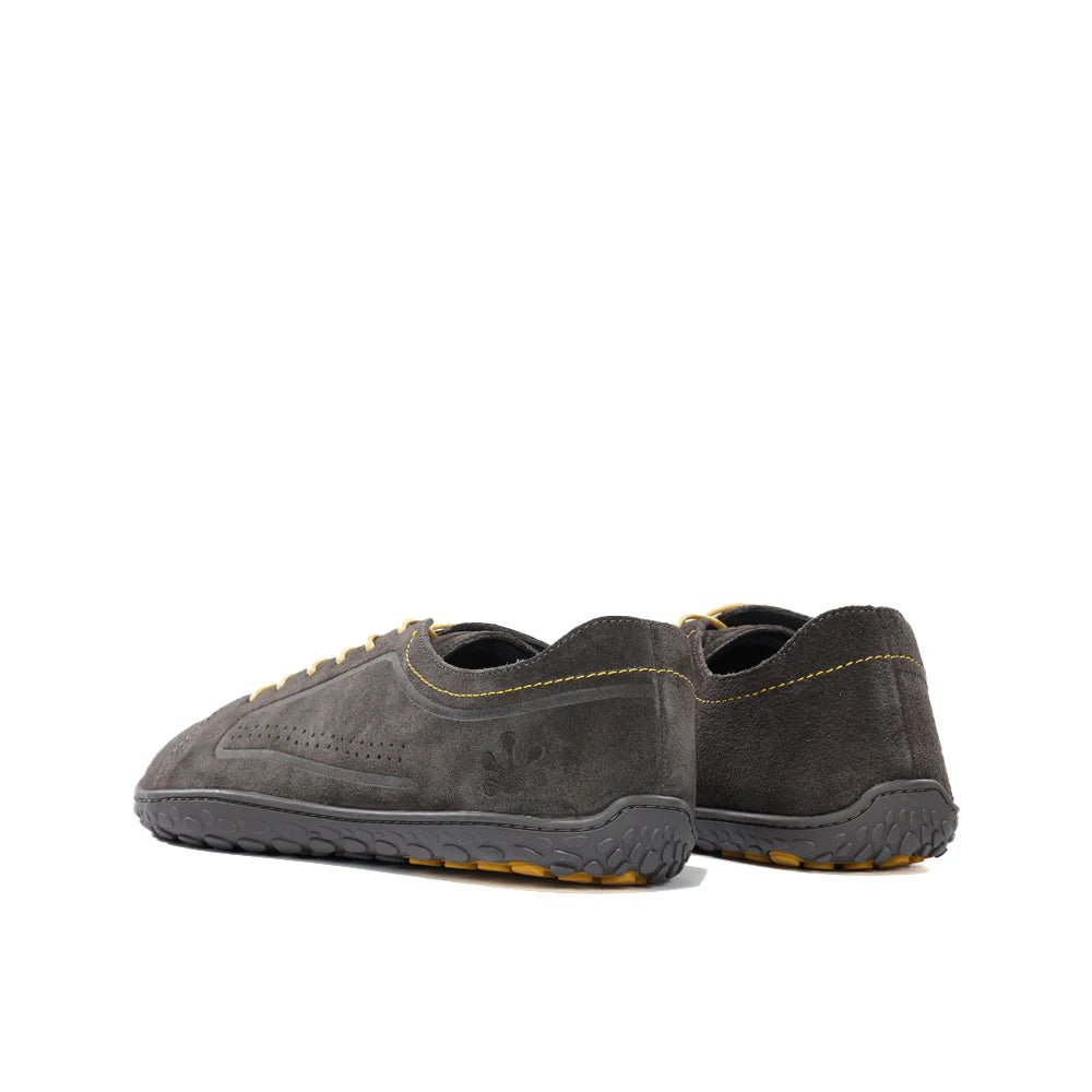 WAALS - Nomad Men Oil Suede Leather Grey/Yellow - Zapato barefoot artesano de piel de serraje - Cacles Barefoot