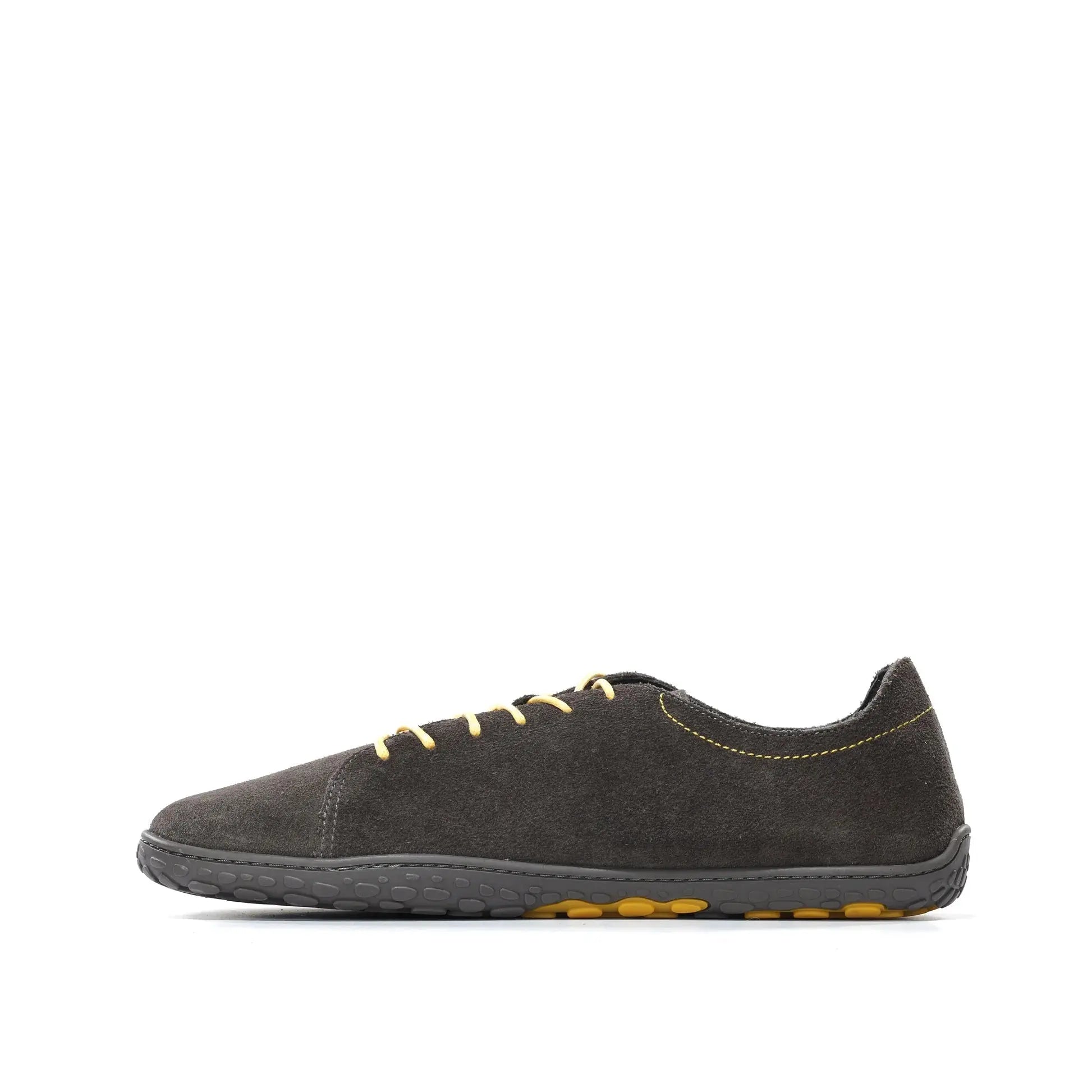 WAALS - Nomad Homme Daim Cuir Gris/Jaune - Chaussure barefoot artisanale en cuir de chèvre