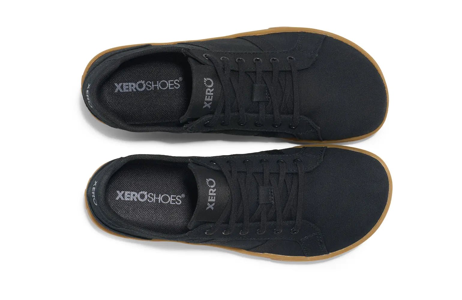 Xero Shoes - Dillon Canvas - Men Black / Gum - Lonetas de cordones barefoot negras para hombre